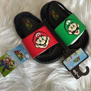 NWT Kids Nintendo Red & Green Slide Sandals sling back sz 7/8